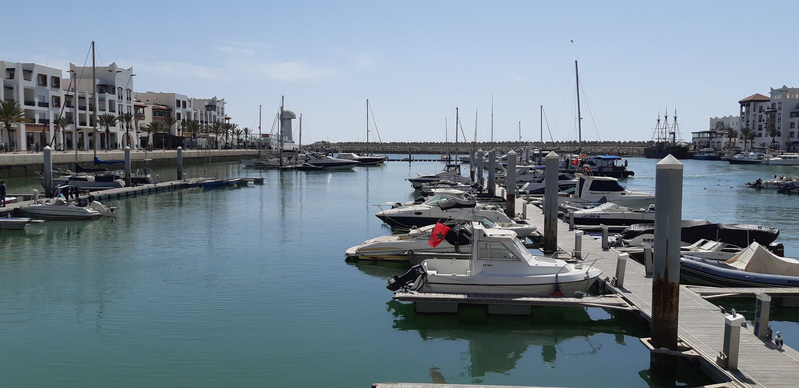 Yachts moored in the Agadir Marina basin