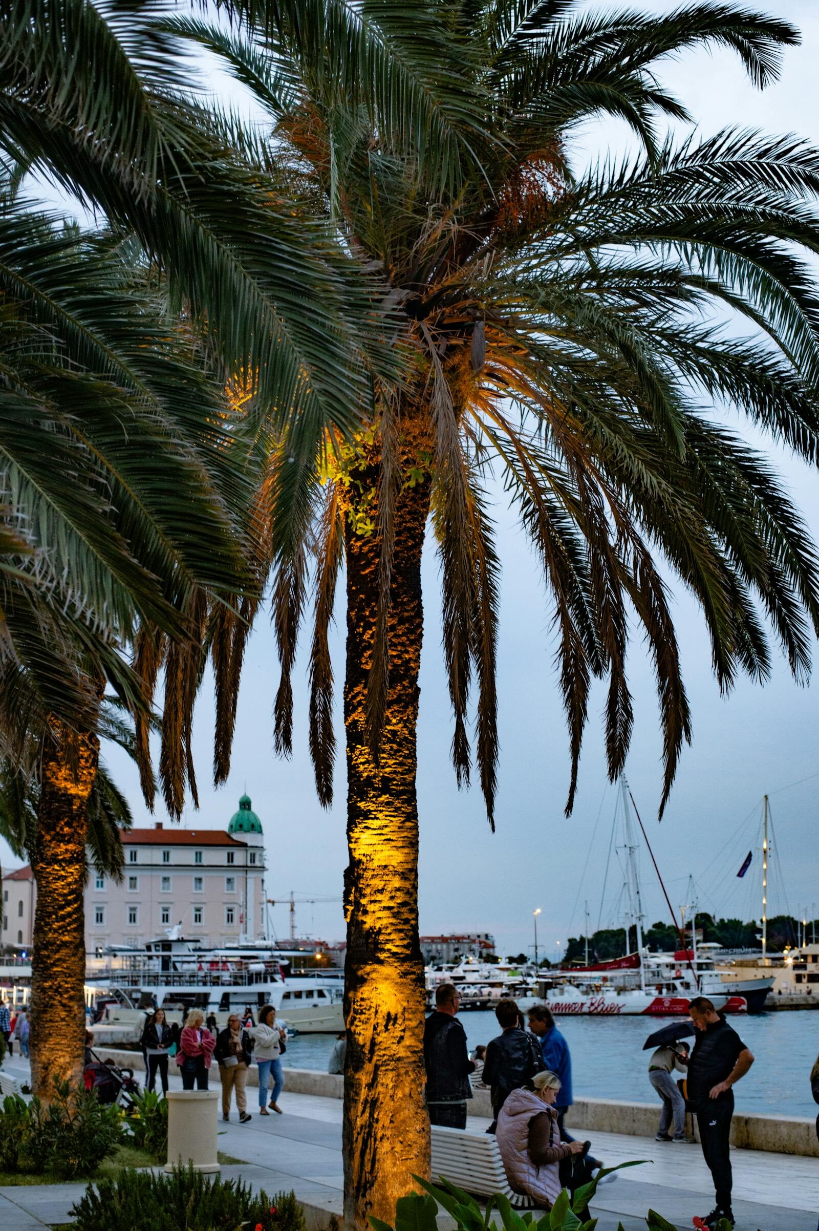 Evening walkers on the seaside promenade by Agadir Marina