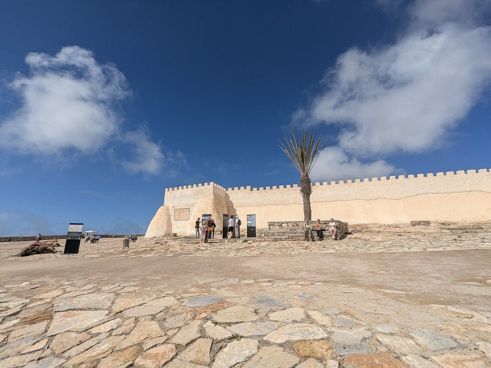 Restored Agadir Oufella kasbah wall close-up, Morocco