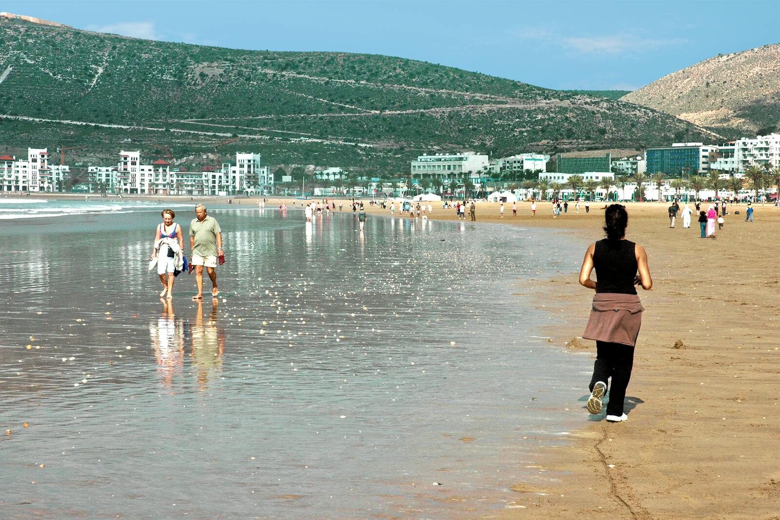 Families enjoying a sunny day on Agadir’s beach