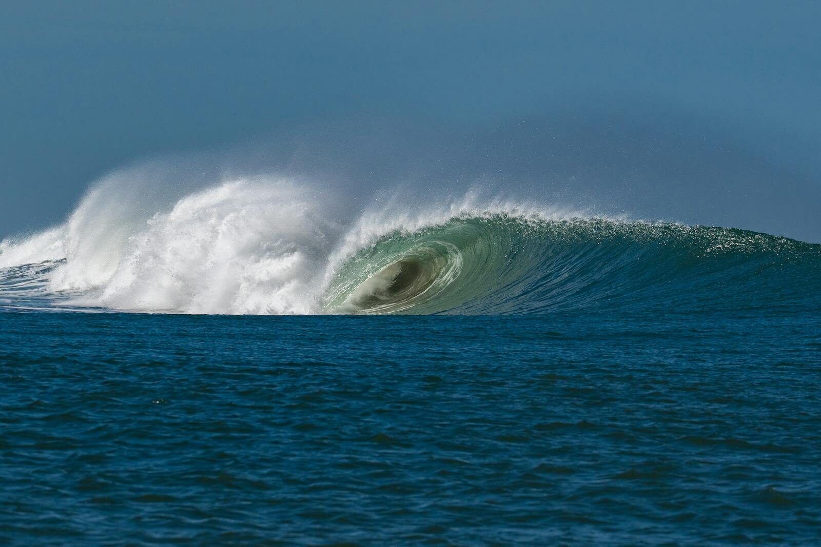 Peeling right-hand point break wave on the Moroccan Atlantic coast