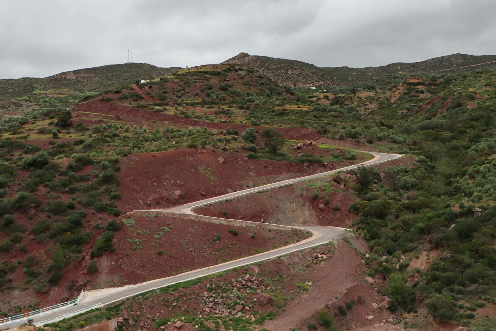 Coastal road north of Agadir, cliffs and ocean visible